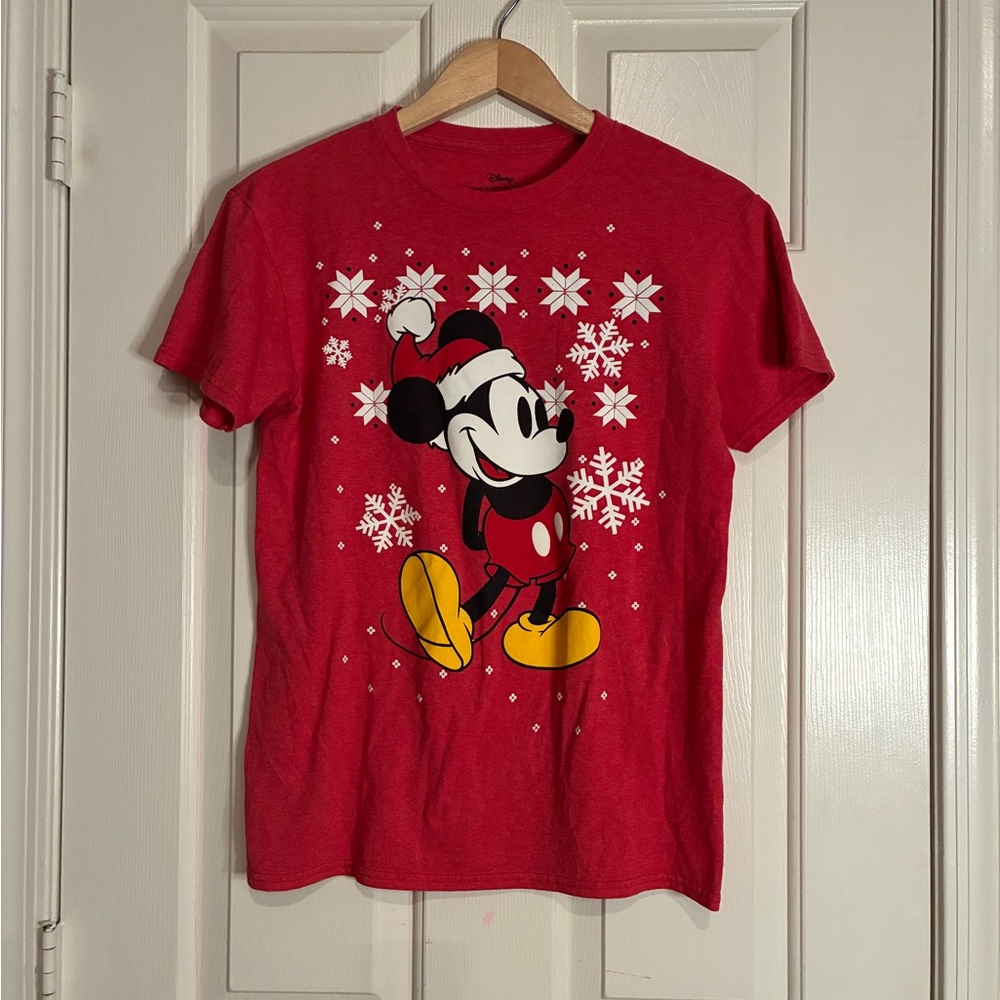 Disney Red Tee with Festive Mickey Design
